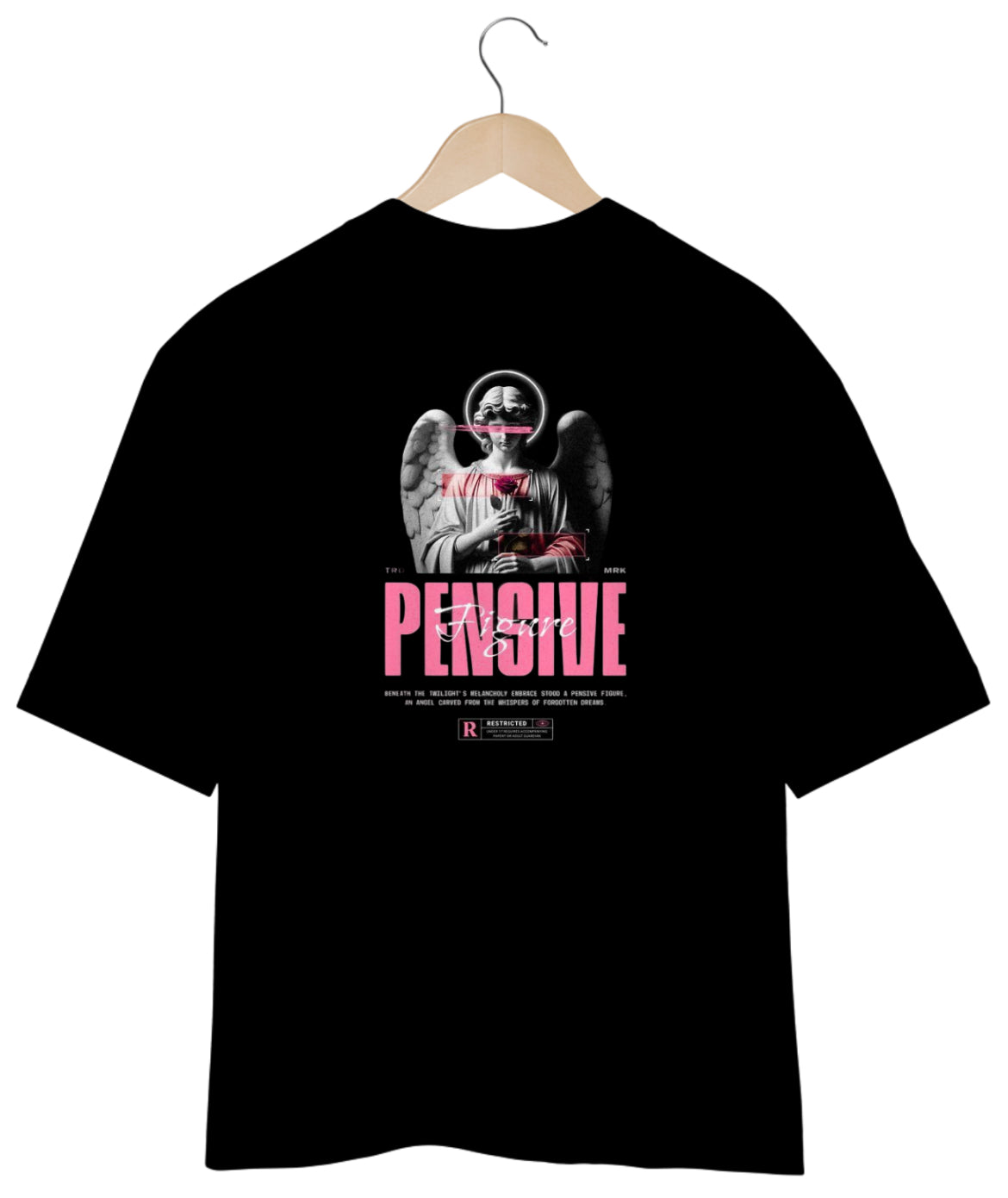 “Camiseta Oversized Unisex Pensive Frente&Costas”