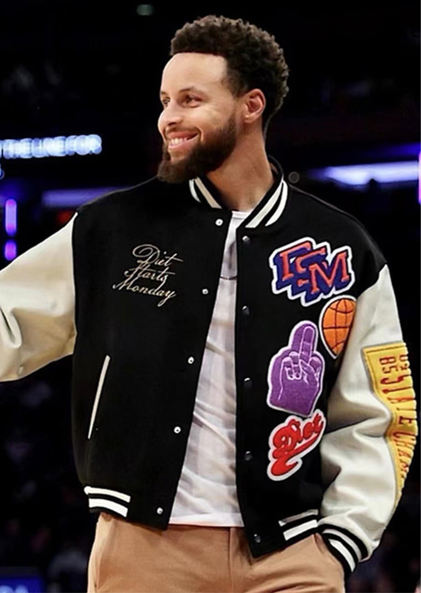 Jaqueta Stephen Curry Unissex Varsity de Estilo Americano Streetwear