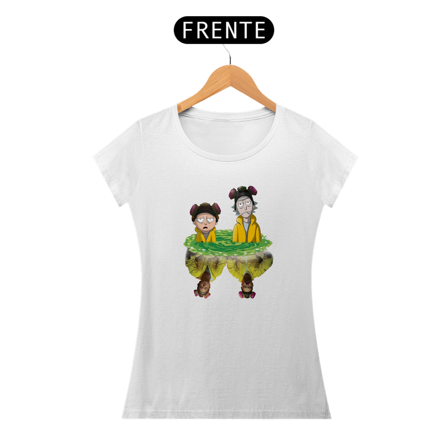 “Camiseta Feminina Rick&Morty Versão alternativa Hersenberg&Jessie Pinkman”