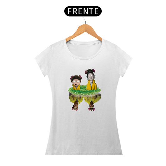 “Camiseta Feminina Rick&Morty Versão alternativa Hersenberg&Jessie Pinkman”