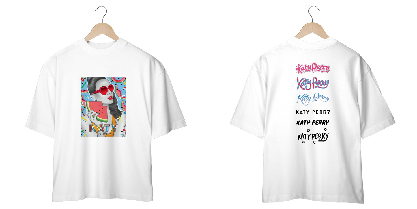 “Camiseta Unissex Oversized Katy Perry Frente&Costas”