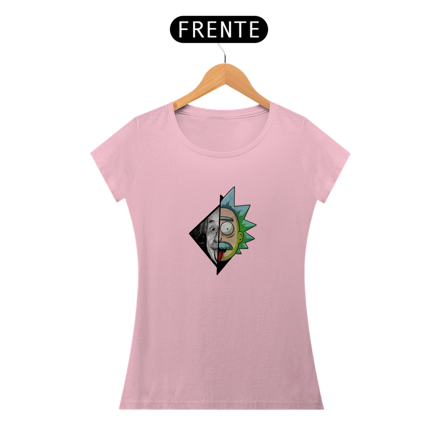 “Camiseta Feminina Rick&Morty Versão alternativa Rick&Einstein”